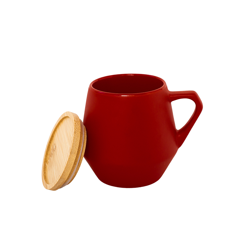 SEVILLA - eco-neutral Ceramic Mug with Bamboo Lid - Red