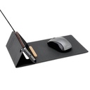 BLACE - @memorii Recycled PU Mouse Pad with Wireless Charger & Mobile Stand - Black