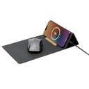 BLACE - @memorii Recycled PU Mouse Pad with Wireless Charger & Mobile Stand - Black