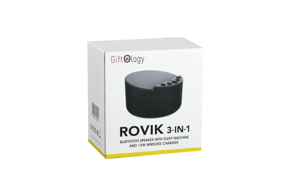 ROVIK - Giftology 3-in-1 Bluetooth Speaker with Sleep Machine and 15W Wireless Charger - Black