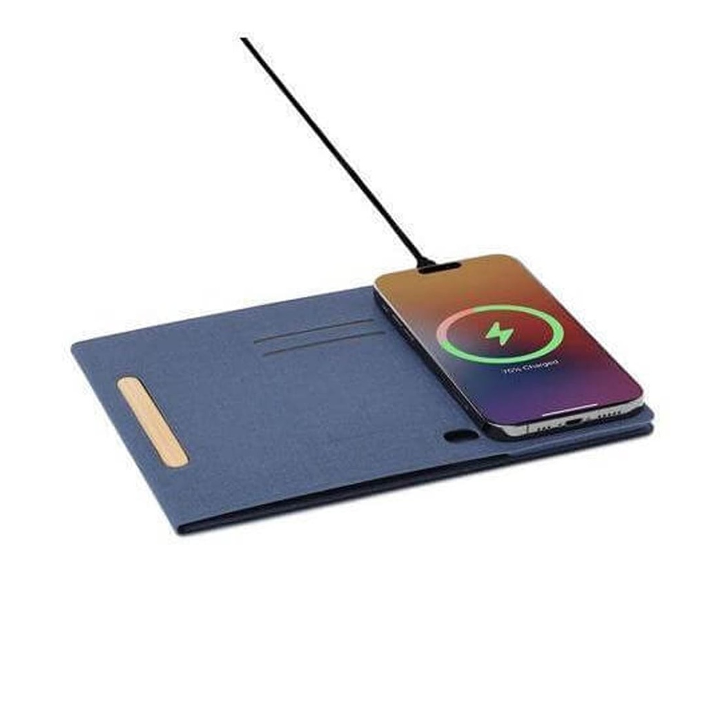 BLACE - CHANGE ZERO Recycled PU 15W Wireless Mousepad & Desk Organizer - Navy Blue