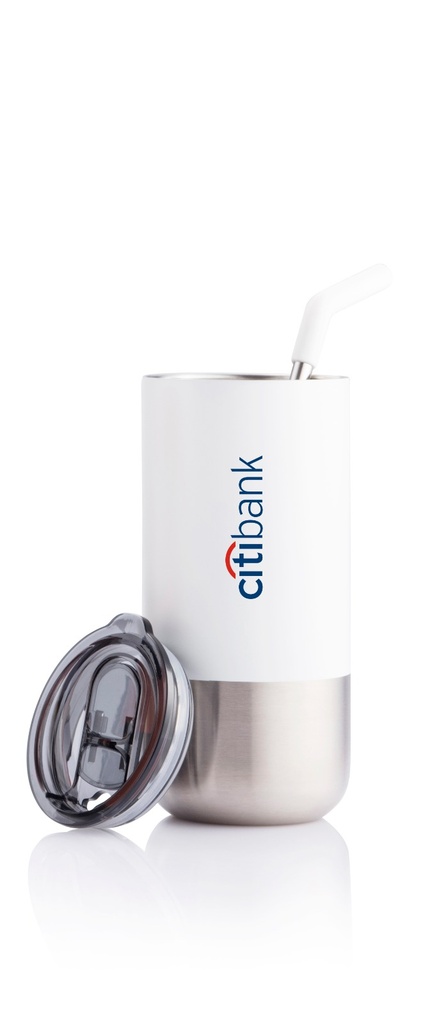 BORCULO - CHANGE Collection Insulated Tumbler with Reusable Straw - White