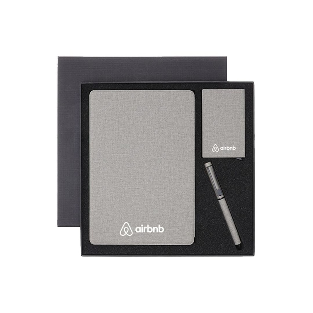 TESSIN - CHANGE ZERO Sustainable Gift Set with Refillable Notebook, Pen & Cardholder - Grey