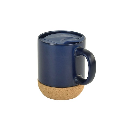 LUCCA - Giftology Ceramic Mug with Cork and Lid - Navy Blue