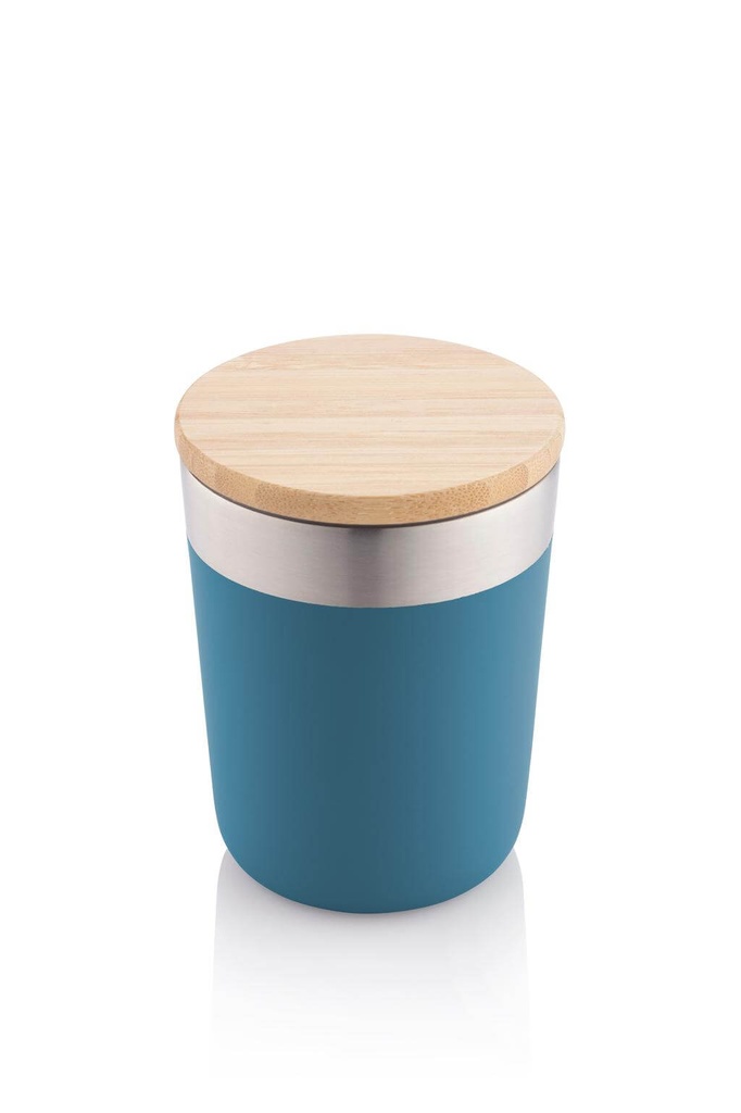 LAREN - Vacuum Coffee Tumbler With Bamboo Lid - Blue