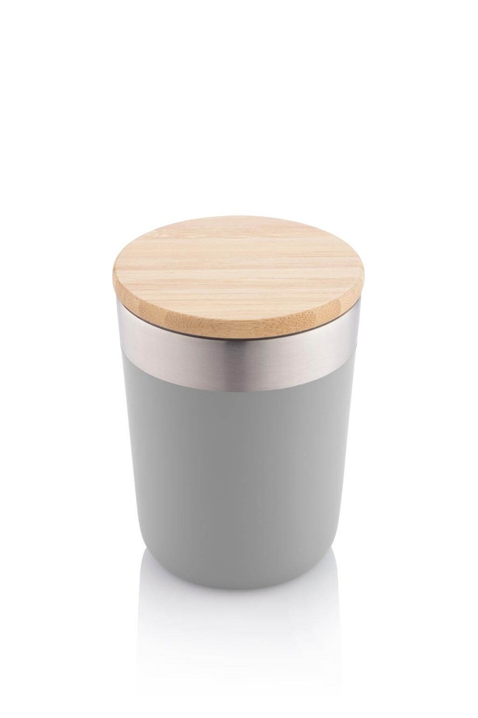 LAREN - Vacuum Coffee Tumbler With Bamboo Lid - Grey