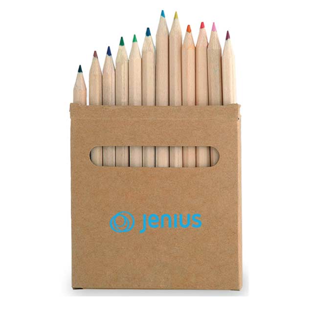 Set Of 12 Pencils In Natural Cardboard Box